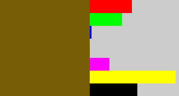 Hex color #775d05 - poop brown