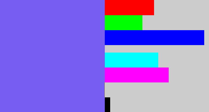 Hex color #775df1 - purpley
