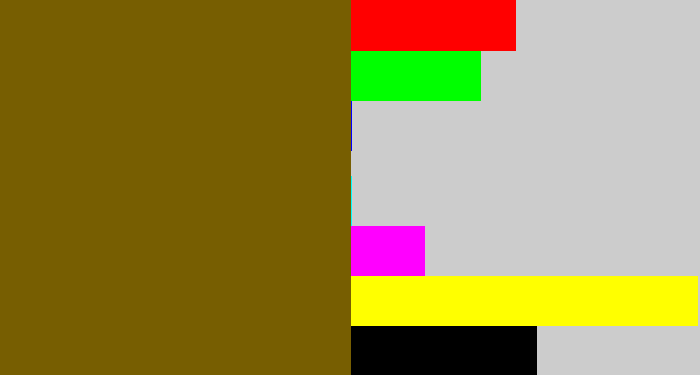 Hex color #775e01 - poop brown