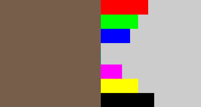 Hex color #775e4b - greyish brown