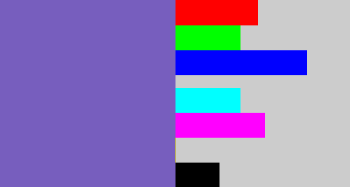 Hex color #775ebe - light indigo