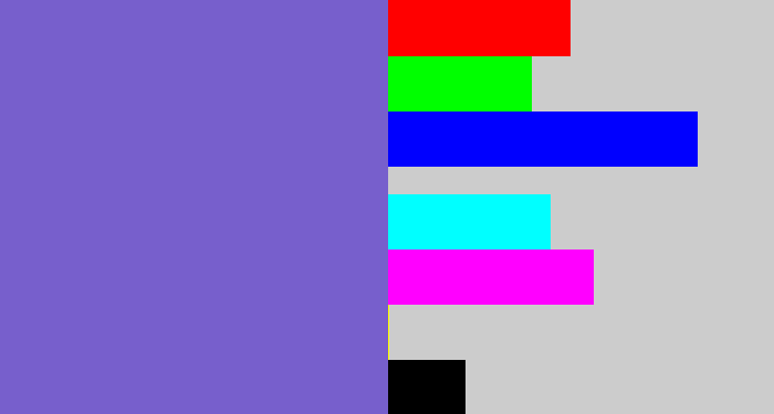 Hex color #775fcc - light indigo