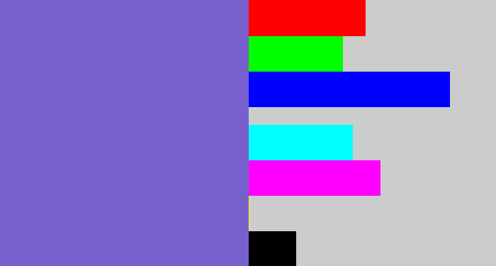 Hex color #7760ce - light indigo