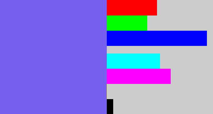 Hex color #7760f0 - purpley