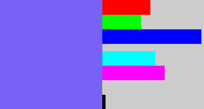 Hex color #7761f7 - purpley