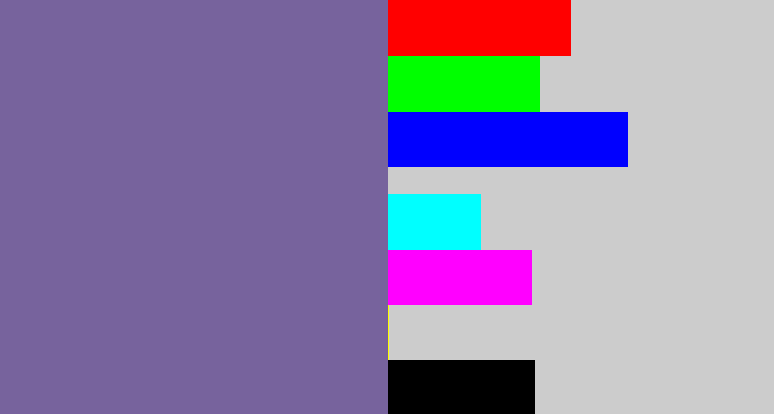 Hex color #77639d - dark lavender