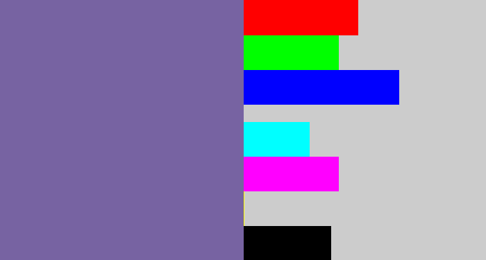 Hex color #7763a2 - dark lavender