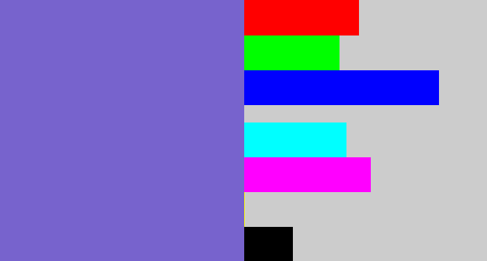 Hex color #7763cd - light indigo