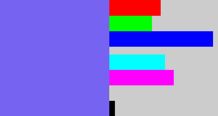 Hex color #7763f1 - purpley