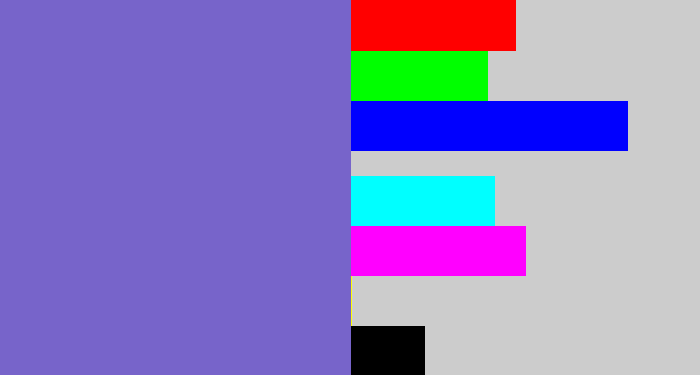 Hex color #7764ca - light indigo