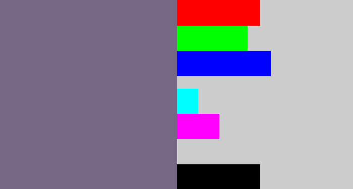 Hex color #776787 - purplish grey