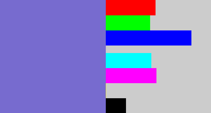 Hex color #776bcf - light indigo