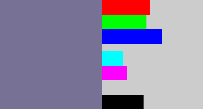 Hex color #777196 - grey purple