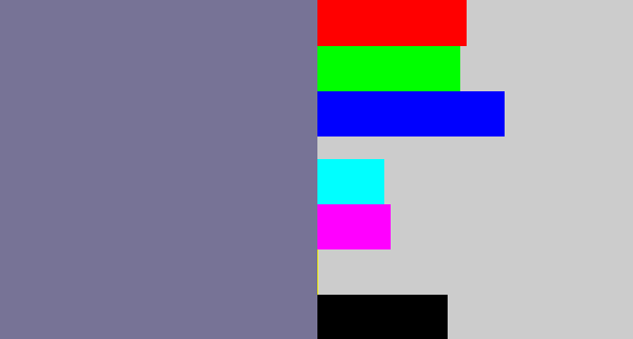 Hex color #777396 - grey purple