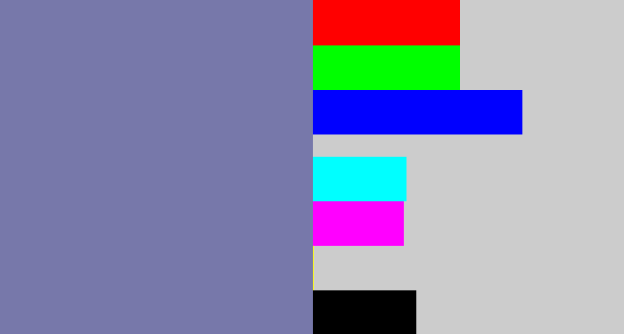 Hex color #7778aa - blue/grey
