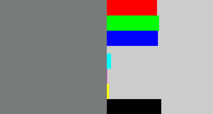 Hex color #777c7a - medium grey
