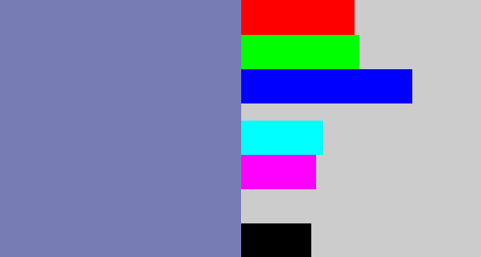 Hex color #777db4 - blue/grey