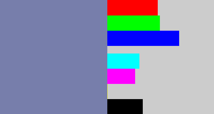 Hex color #777eab - blue/grey