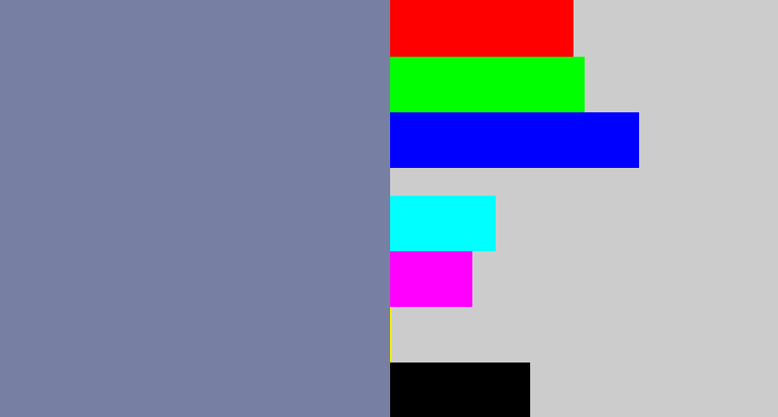 Hex color #7780a3 - blue/grey