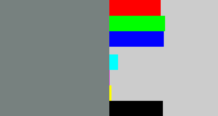 Hex color #77817f - medium grey