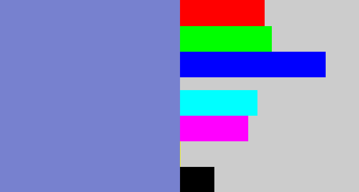Hex color #7781cf - faded blue