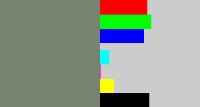 Hex color #778371 - medium grey