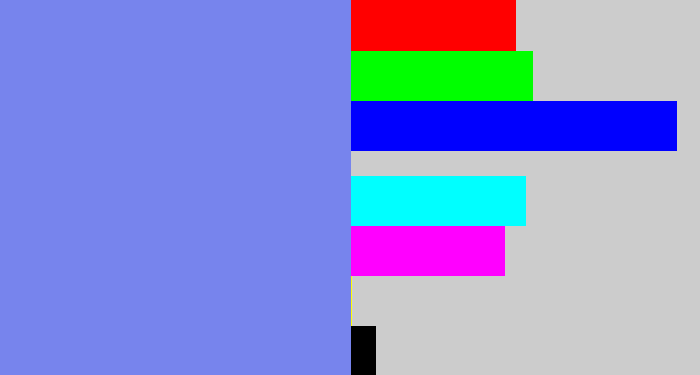 Hex color #7784ed - soft blue
