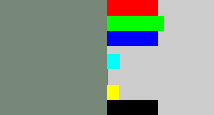 Hex color #778778 - medium grey