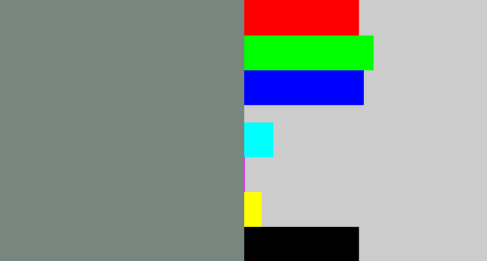 Hex color #77877d - medium grey