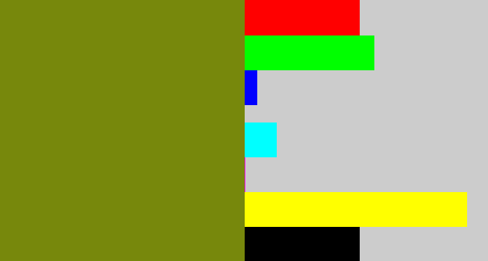 Hex color #77880c - swamp green