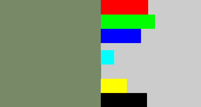 Hex color #778966 - green grey