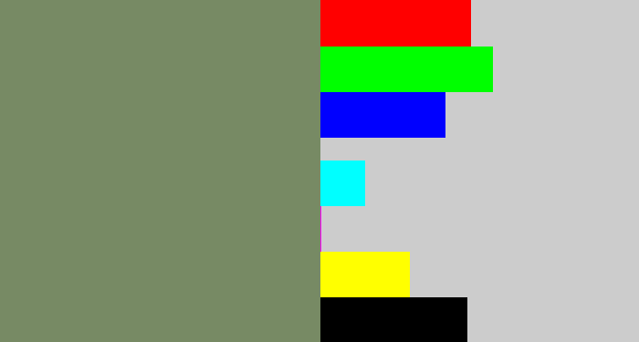Hex color #778a64 - green grey
