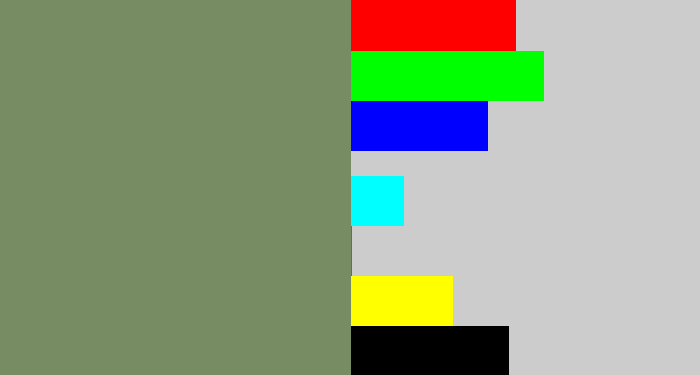 Hex color #778c63 - green grey