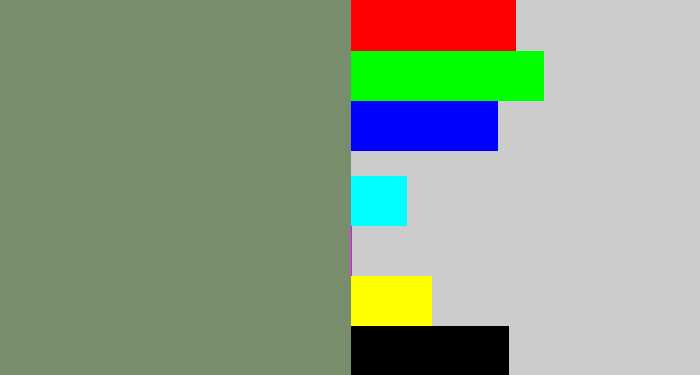 Hex color #778d6c - green grey