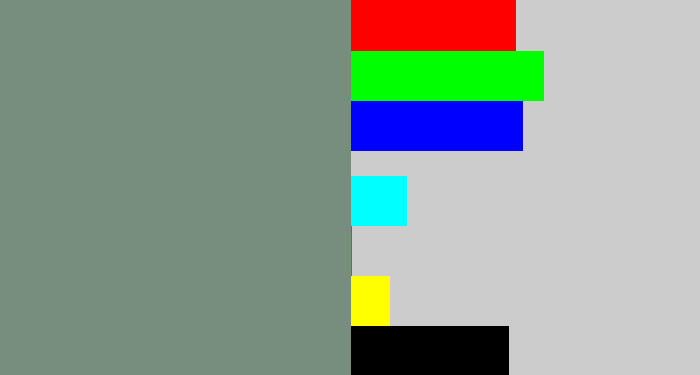 Hex color #778d7e - medium grey