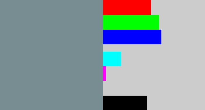 Hex color #778d92 - bluish grey