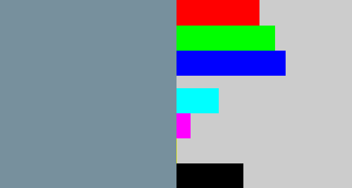 Hex color #77909d - blue/grey