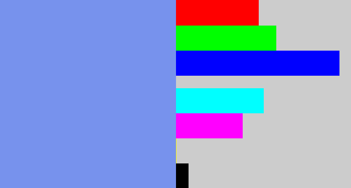 Hex color #7792ed - soft blue