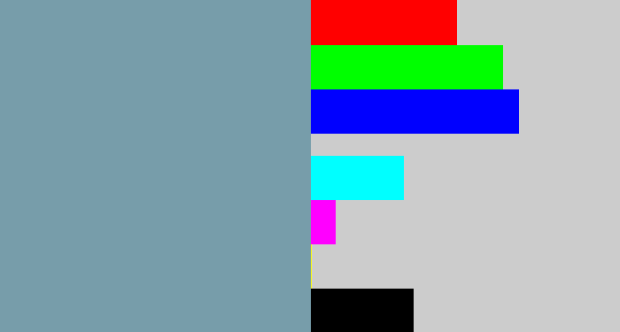 Hex color #779daa - greyblue