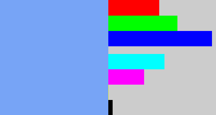 Hex color #77a4f6 - sky blue