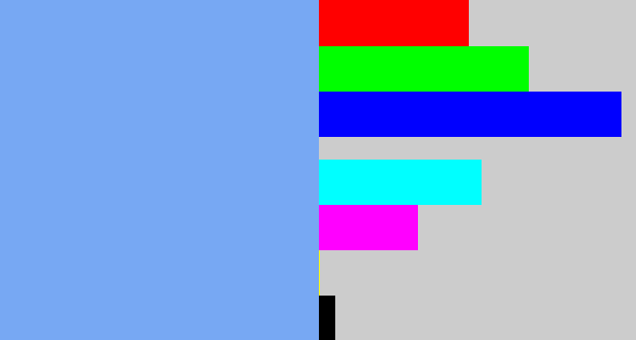 Hex color #77a8f3 - sky blue