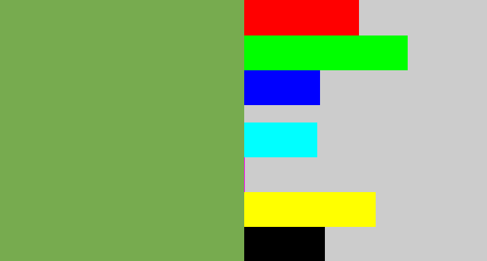 Hex color #77ab4f - asparagus