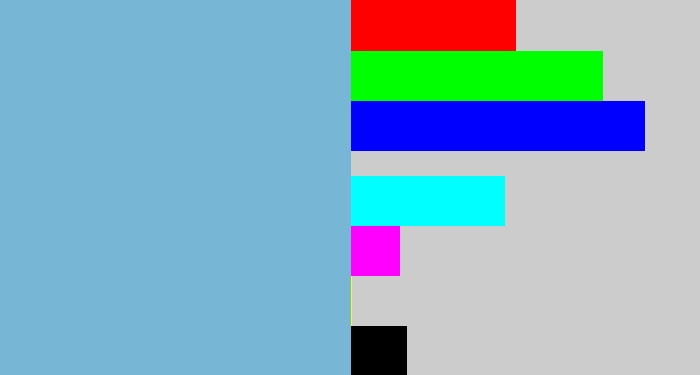 Hex color #77b7d5 - lightblue