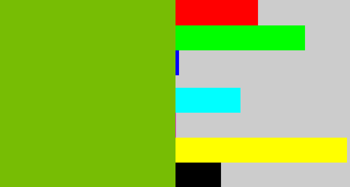 Hex color #77bd04 - dark lime green