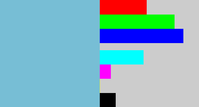 Hex color #77bed5 - lightblue
