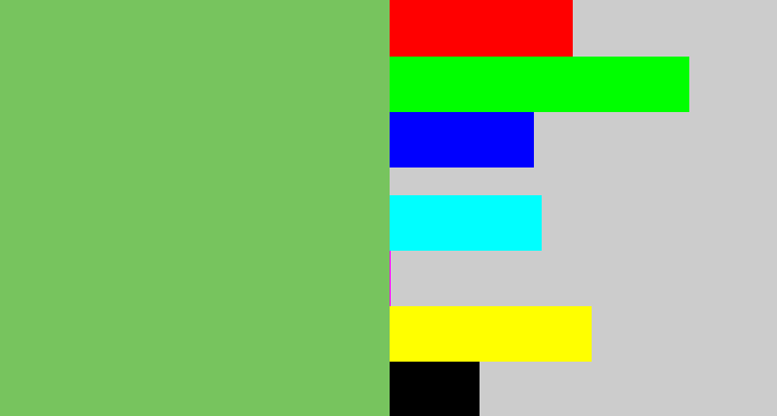 Hex color #77c45e - turtle green
