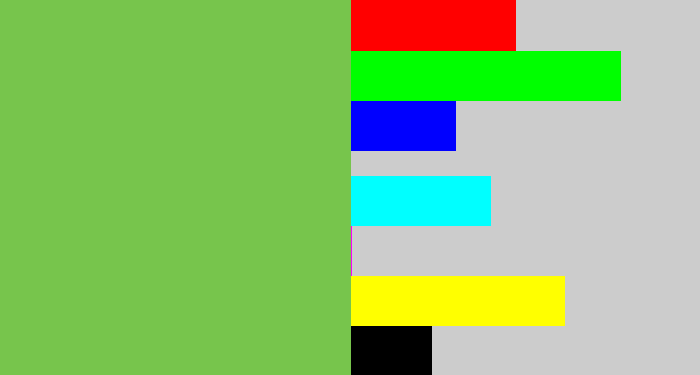 Hex color #77c54c - turtle green