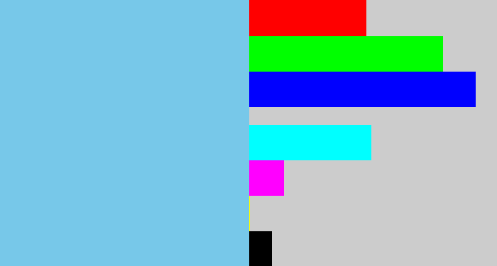 Hex color #77c8e9 - lightblue