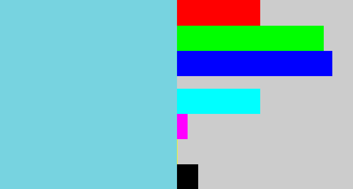 Hex color #77d3e0 - lightblue