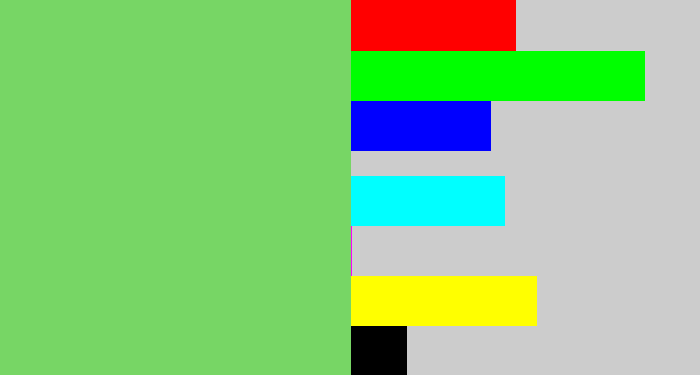 Hex color #77d665 - lightish green